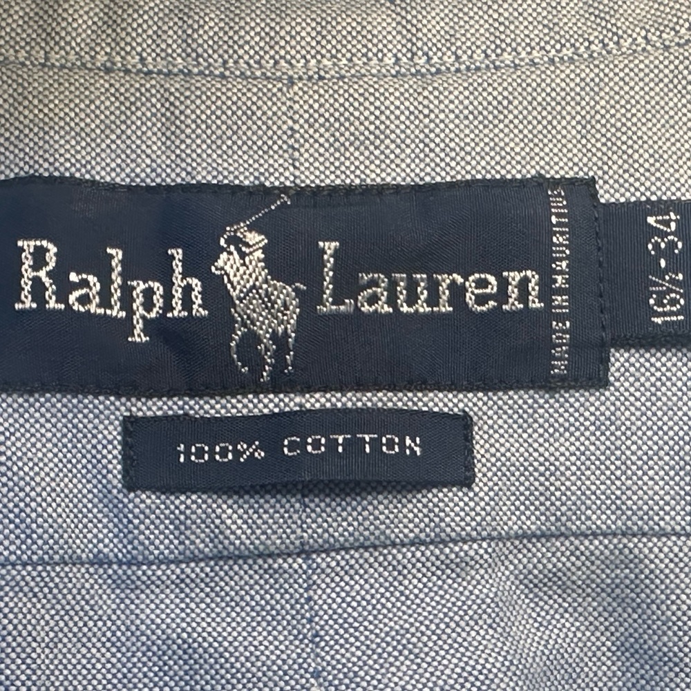 LIKE NEW SIZE 16/34 Ralph Lauren Men's Blue Pinstripe Button-Down Shirt - Picture 6 of 10